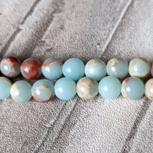 Perles rondes en pierre shoushan synthétique ou pyrophyllite bleue 6 mm x10