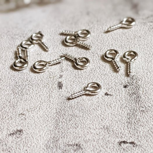 Pitons accroches liège clou oeil à vis métal argenté 8x4mm x40