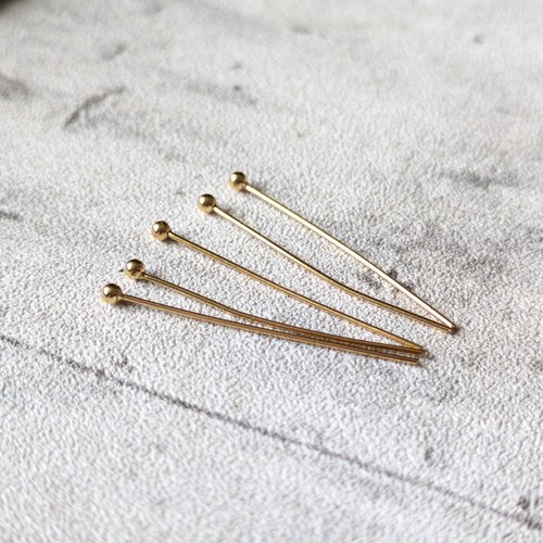 Tiges clous tête boule acier inoxydable doré 30mm x5