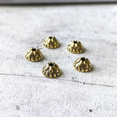 10 coupelles calottes doré dôme motif arabesque oriental métal pour perles diamètre 9mm