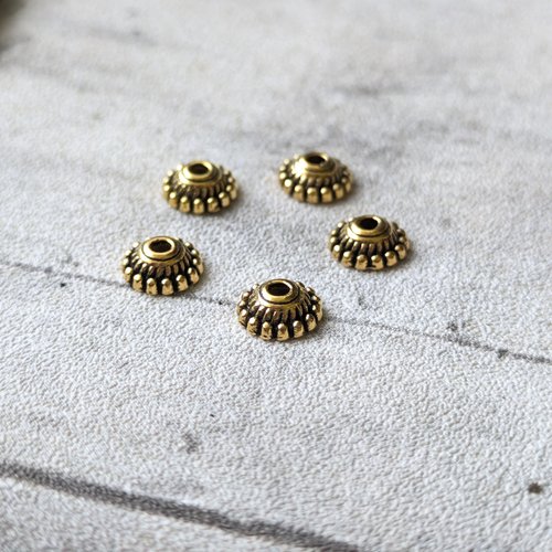 10 coupelles calottes doré dôme motif arabesque oriental métal pour perles diamètre 9mm