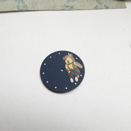 1 cadran de montre original avec ours en peluche, bleu foncé, diamètre 2,5 cm