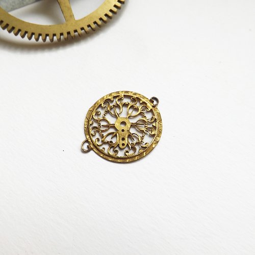 1 coq de montre ancien vintage artisanal 18 ème siècle, connecteur filigrané, laiton plaqué or, unique