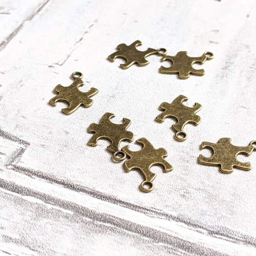 Breloques pendentifs pièces de puzzle métal bronze x4