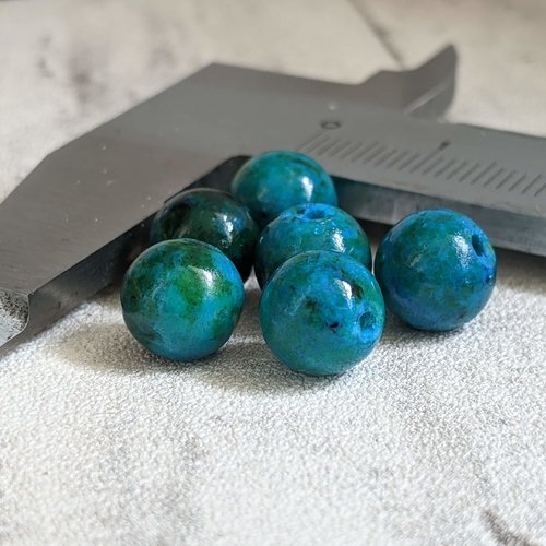 Perles synthétiques imitation chrysocolle teintées vert bleu 8 mm x10