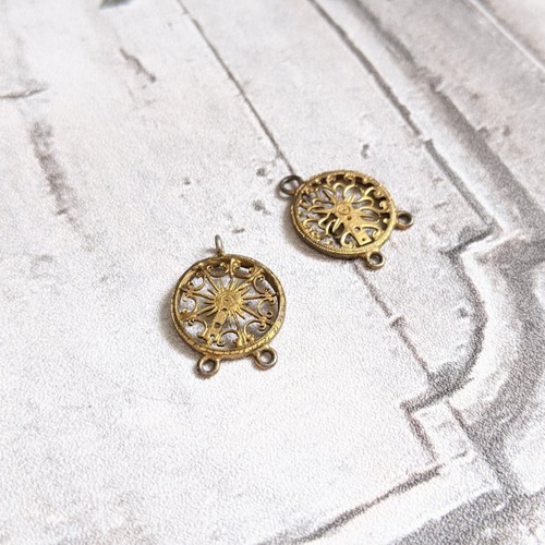 Petits coqs de montre pendentifs filigranes bijoux collier boucles d'oreilles plaqué or x2
