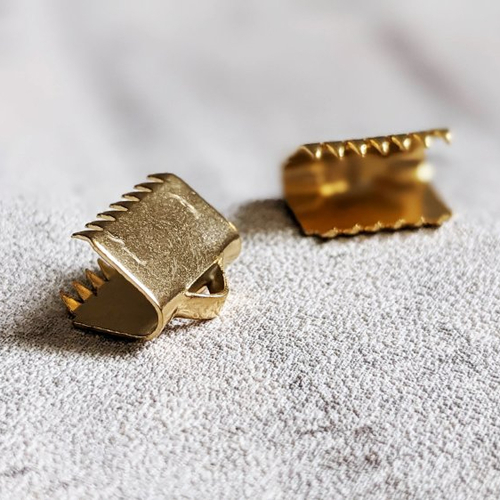 Fermoirs pince à ruban attaches griffe métal acier inoxydable doré 10x8mm x2