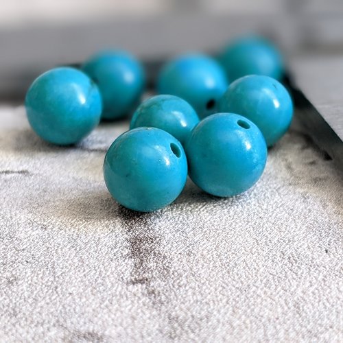 Perles rondes en howlite non veinée imitation turquoise 8 mm x7