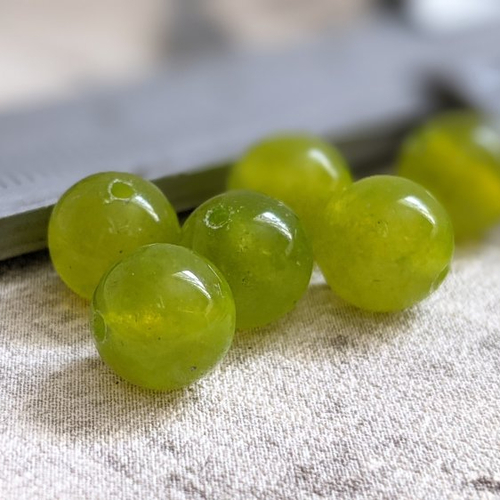 Perles rondes en péridot naturel olivine vert olive 8 mm x6