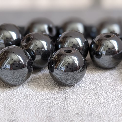 Perles rondes en hématite naturelle 10 mm x9
