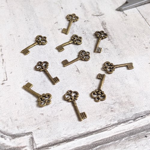 Breloques clés de serrure métal bronze 21x10mm x10