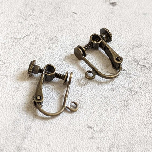 Supports clips à vis boucles d'oreilles métal bronze 15x10mm x2 (1 paire)