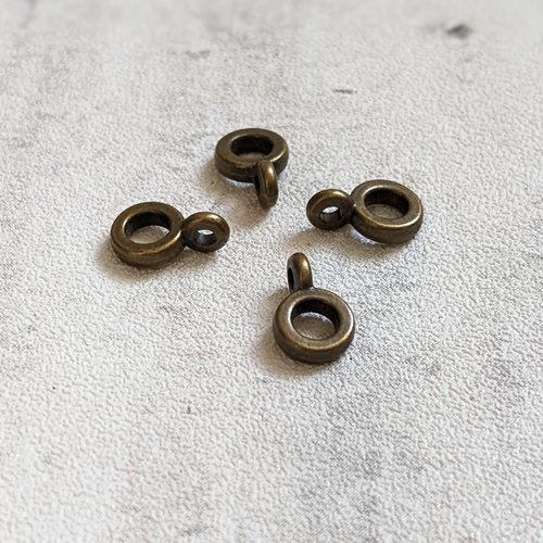 Bélières rondes anneaux simples métal bronze 9x3mm x4