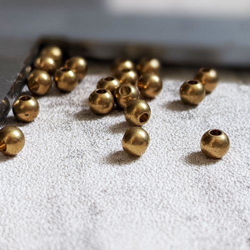 Perles rondes métal en acier inoxydable doré 4 mm x11