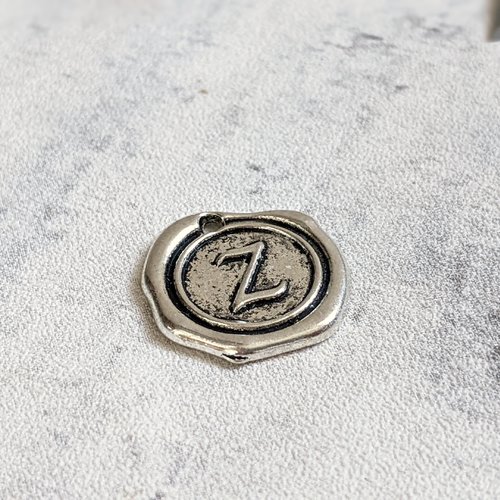 Breloque sceau de cire z métal argenté 18mm x1