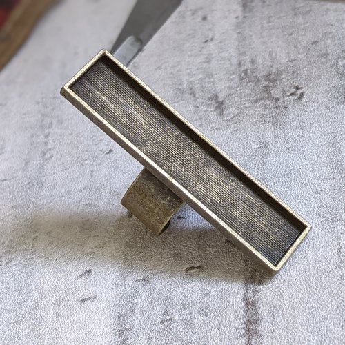 Bague réglable plateau rectangle métal bronze 52x12mm x1