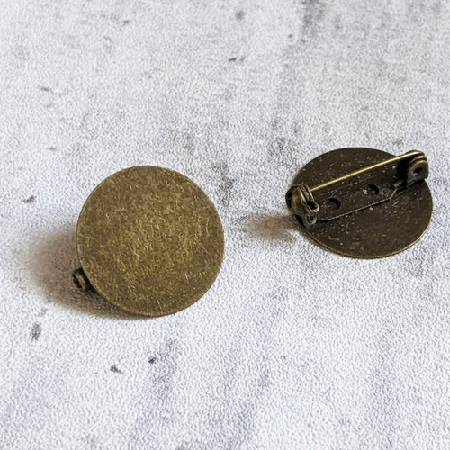 Supports broche métal bronze plateau cabochon à coller 20 mm x3