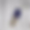 Pendentif fait main montgolfière argenté fleurs perle verre soufflée bleu 50x16mm unique