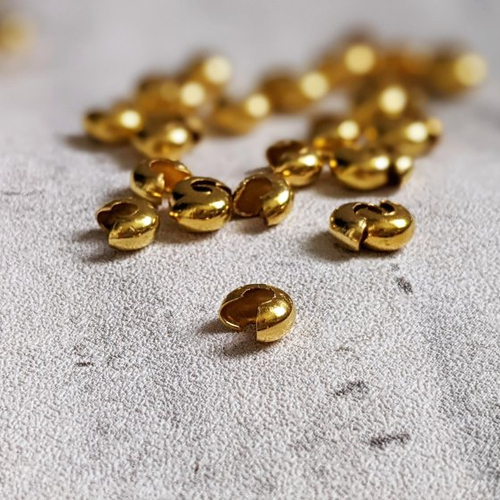 Perles à écraser cache noeuds en laiton doré 5 mm trou 1,5 mm x50