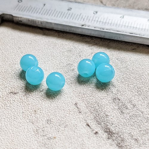 Perles rondes en verre bleu clair 6 mm x6