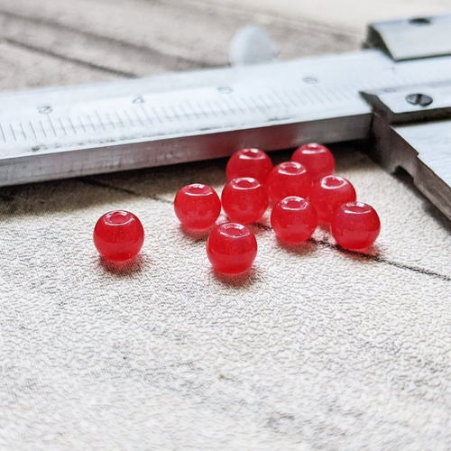 Perles rondes en verre rouge translucide 4-5 mm x10