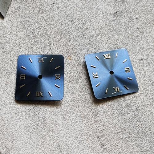 Cadrans de montre carrés bleu foncé chiffres argenté 18x18mm x2