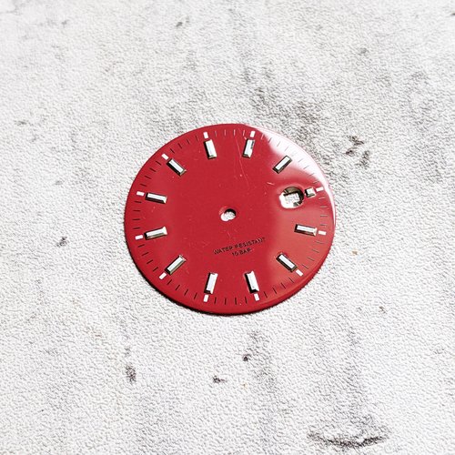 1 cadran de montre rouge laiton laque émaillée 30 mm x1