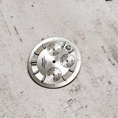 Cadran de montre rond ou cabochon plat gris aluminium chronographe 30mm x1