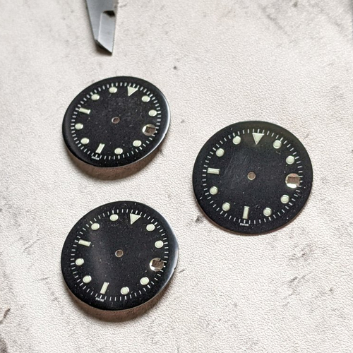 Cadran de montre rond ou cabochon plat noir luminova ® 30 mm x1
