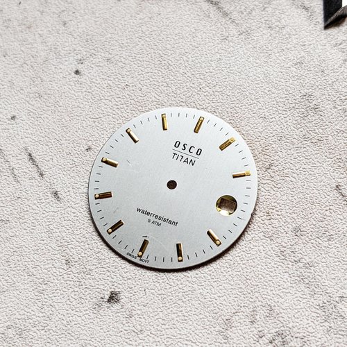Cadran de montre rond ou cabochon plat gris aluminium doré 29mm x1