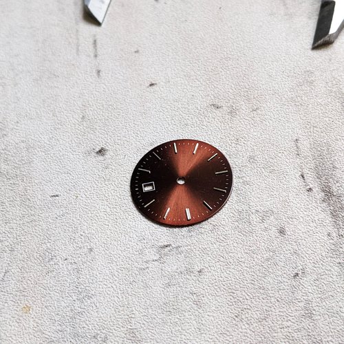 Cadran de montre rond ou cabochon plat marron métallisé argenté 21mm x1