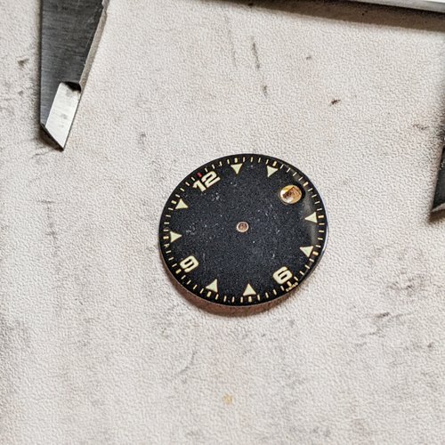 Cadran de montre rond ou cabochon plat noir chiffre blanc luminova ® 29mm x1