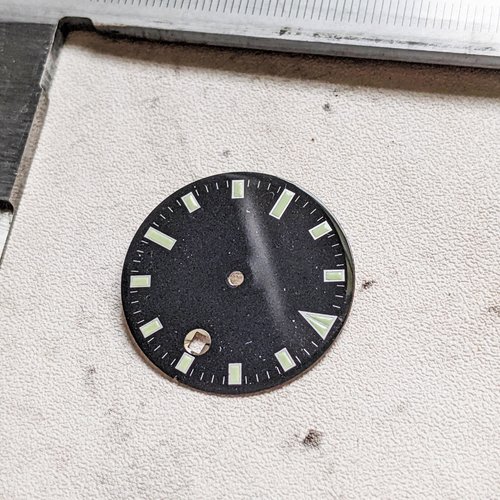 Cadran de montre rond noir ou cabochon plat luminova ® 29mm x1
