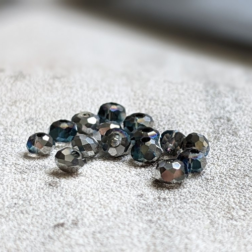 Perles hématites métallisées noires facettes 4x3mm abacus x15
