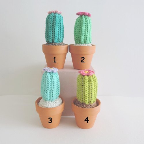 Cactus n°1 crochet plante artificielle decorative, fleur crochet, coton, fait main, idée cadeau anniversaire, fête des mères