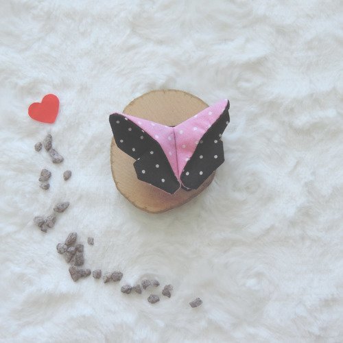 Broche papillon original, tissus à pois, cadeau noël, cadeau fête des mères, fait main