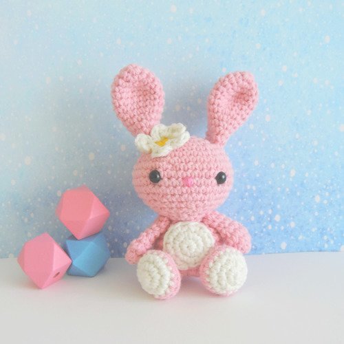 Porte Cles Lapin Blanc Rose Fleur Peluche Miniature Fait Main Cadeau Anniversaire Noel Cadeau Babysitter Nounou Maitresse Collegues Un Grand Marche