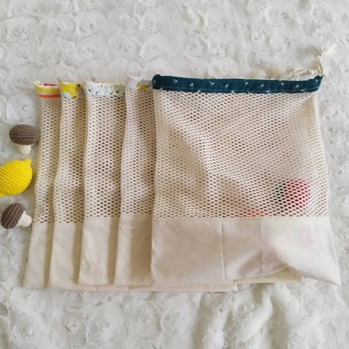 Sac à vrac 100 % coton biologique, spécial contact alimentaire, sac de courses réutilisables, zero déchet, zd