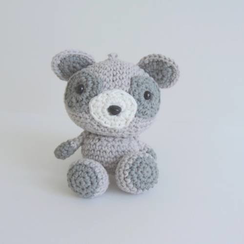 Peluche miniature raton laveur gris en coton