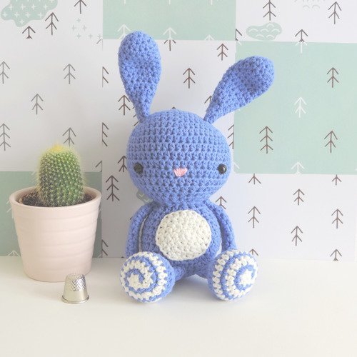 Lapin violet-bleu et blanc peluche décoration chambre en coton,lapin de pâques