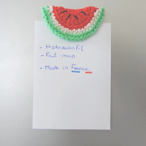 Magnet pastèque rouge aimant cuisine,frigo au crochet original faits mains, fruits 