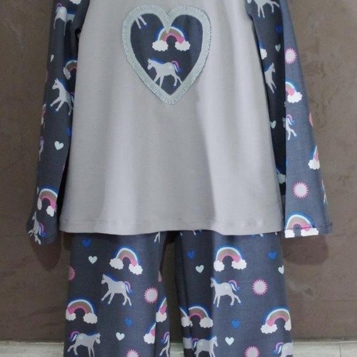 Pyjama 2 pièces en jersey de coton motifs cheval et arc-en-ciel - 6 ans