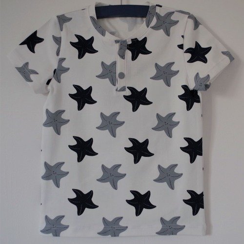 T-shirt garçon en jersey de coton, motif étoiles de mer - 3 ans
