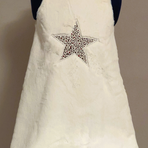 Robe chasuble trapèze etoile en fourrure synthétique écrue réversible - 4 ans