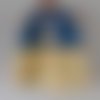 Robe chasuble trapèze en coton bleu/jaune - 12 mois