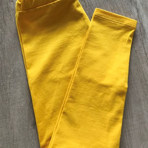 Pantalon leggings fille jersey de coton bio uni jaune soleil - 6 ans