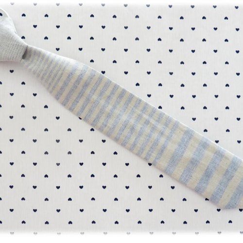 Cravate enfant - coton et lin rayé - taille unique