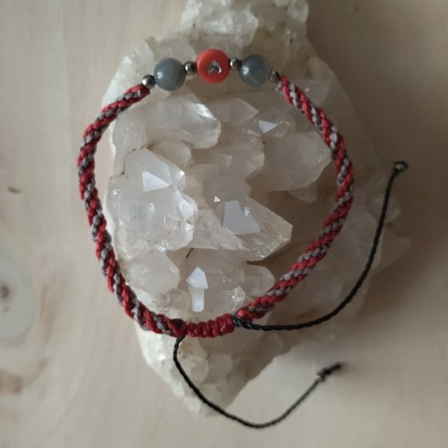 Bracelet collection fibi coeur avec perles gemmes spectrolites - taille l ajustable