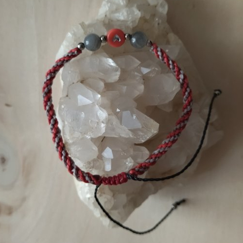 Bracelet collection fibi coeur avec perles gemmes spectrolites - taille m ajustable