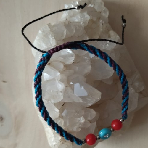 Bracelet collection fibi coeur avec perles gemmes corail rouge - taille l ajustable